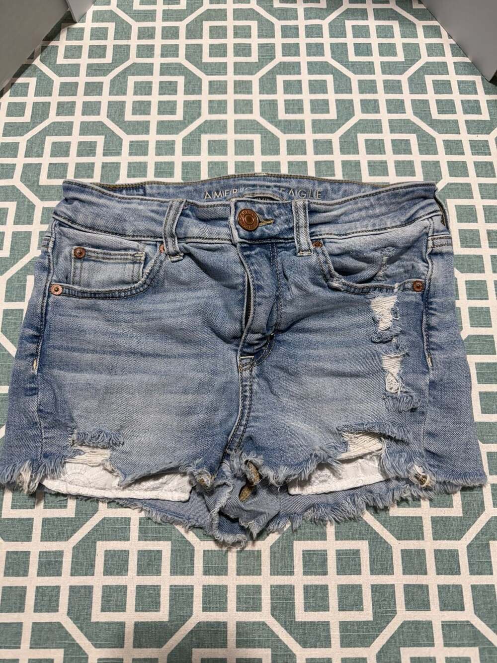 American Eagle Hi-Rise Shortie Distressed Denim Shorts